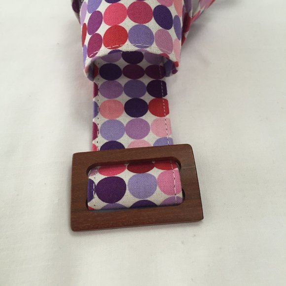 Polka do Fabric Belt - Wooden Buckle - OOP Fabric - Picture 3 of 4